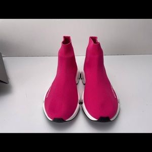 Womens pink balenciaga speed knitted sneakers
